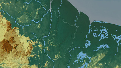 Upper Demerara-Berbice, Guyana - outlined. Relief