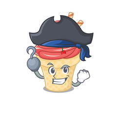 Cool Cherry ice cream in one hand Pirate cartoon design style with hat