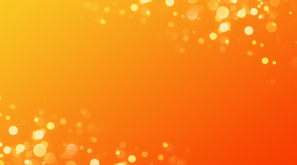 abstract orange background with bokeh lights and sunlight, panoramic background with copy space