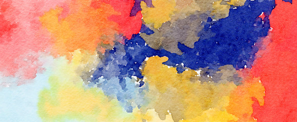 Abstract watercolor on white background.The color splashing on the paper.It is a hand drawn. - Illustration	