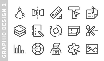 graphic design 2 icon set. Outline Style. each made in 64x64 pixel