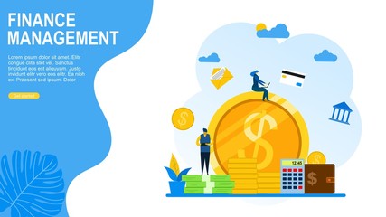 Website or landing page of finance or financial management with Tiny People Character Concept Vector Illustration, Suitable For web landing page,Wallpaper, Background,banner,Book Illustration.