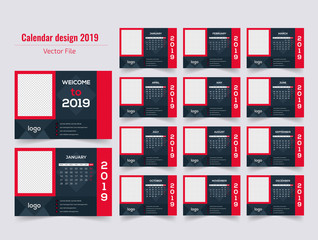 Creative & Unique Style Business or Corporate Calendar design template.
