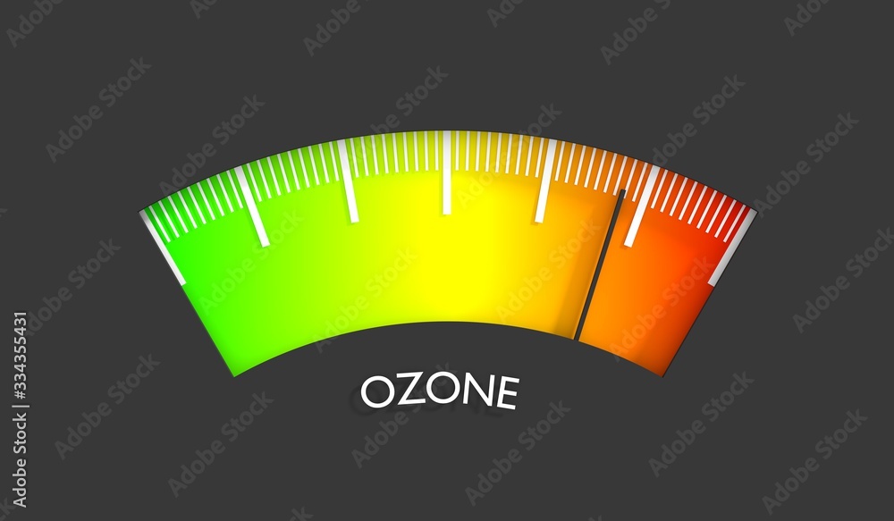 Fototapete abstract meter read level of ozone result. color scale with arrow. the measuring device icon. colorf
