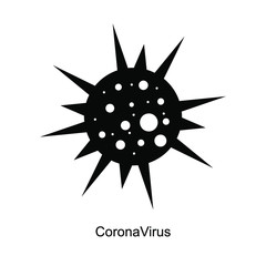 Coronavirus 2019-nCoV. Corona virus icon. Black on white background isolated. pathogen respiratory infection ( flu outbreak). influenza pandemic. virion of Corona-virus. Vector