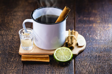 hot drink from the June festivities, called quentão and mulled wine, consumed at the june...