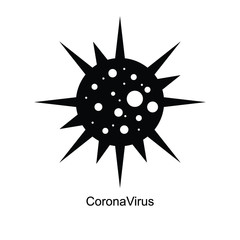 Coronavirus 2019-nCoV. Corona virus icon. Black on white background isolated. pathogen respiratory infection ( flu outbreak). influenza pandemic. virion of Corona-virus. Vector