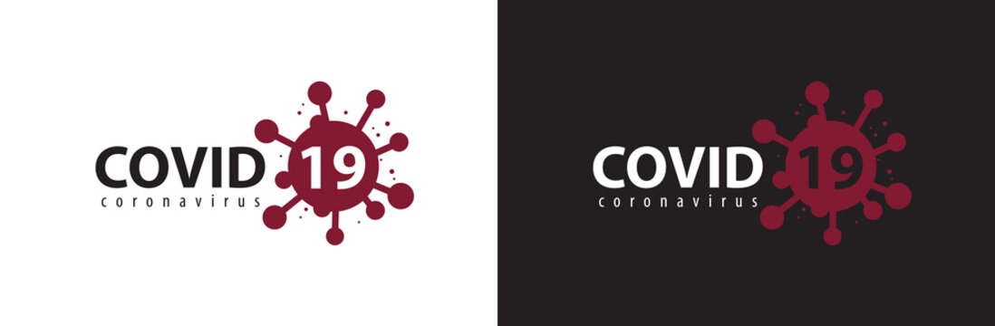 Covid-19 Coronavirus concept inscription typography design logo.