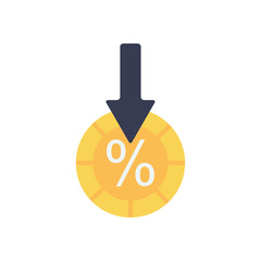 arrow and coin icon, flat style