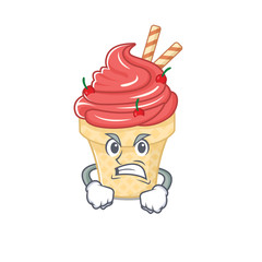 cherry ice cream cartoon character design with angry face