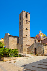 Olbia, Italy - XVIII century St. Paul Apostle Church - Chiesa di San Paolo Apostolo - and St. Cross...