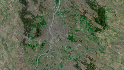 Budapest, Hungary - outlined. Satellite