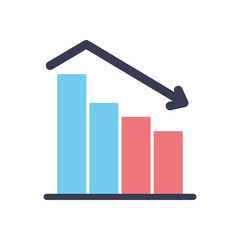 descending graphic bar chart icon, flat style