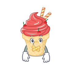 Cherry ice cream mascot cartoon character design with silent gesture
