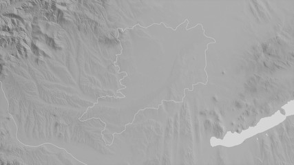 Vas, Hungary - outlined. Grayscale