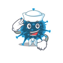 Cute moordecovirus Sailor cartoon character wearing white hat