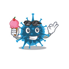 cartoon character of moordecovirus holding an ice cream