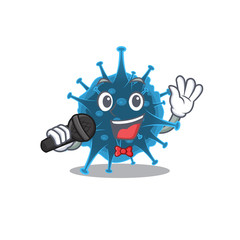 Cute moordecovirus sings a song with a microphone