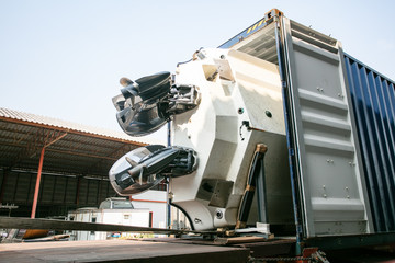 Twin engine boat in the container