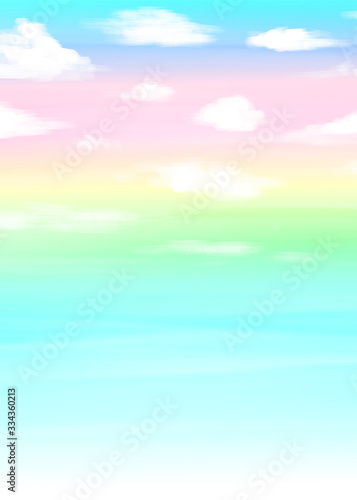 ファンシーな虹色の青空背景イラスト Wall Mural Wallpaper Murals Hoshisei