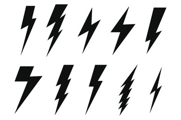 Set Lightning bolt. Thunderbolt, lightning strike. Modern flat style vector illustration.