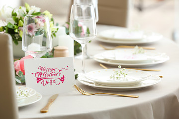 Beautiful table setting for Mother's day dinner