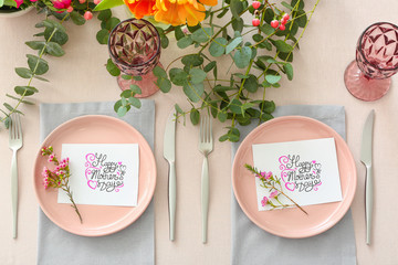Beautiful table setting for Mother's day dinner