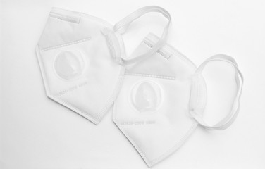KN95 or N95 mask on white background. Mask for protect virus and pollution.