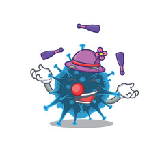 A sweet moordecovirus mascot cartoon style playing Juggling