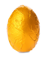 Sweet chocolate egg on white background