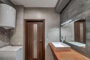 Interior of a modern loft style apartment. Bathroom