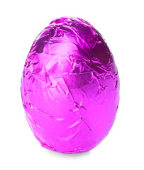 Sweet chocolate egg on white background