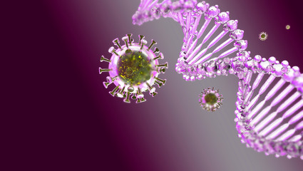 virus dna covid-19 coronavirus background - 3d rendering