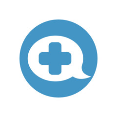 Fototapeta premium speech bubble with medical cross icon, block style