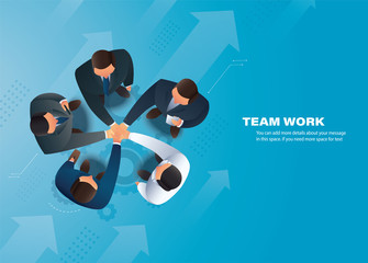 business people putting their hands together , team work background vector illustration EPS10