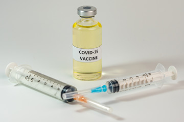 COVID-19 vaccine concept on the white background