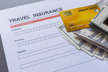 Travel  insurance form with model and policy document