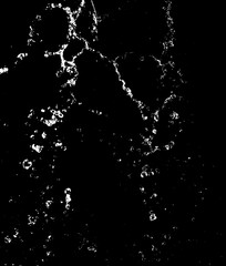 Splashes and drops of water are on a black background.