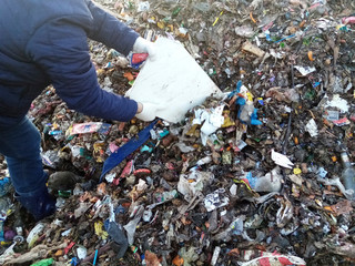 Landfill, waste disposal on the ground creates environmental problems in the world