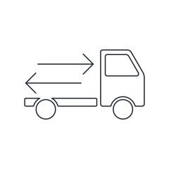 Delivery, exchange, return of goods. Vector linear icon on a white background.