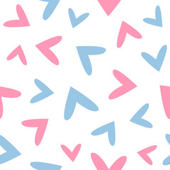 Romantic seamless pattern with scattered hearts. Cute vector illustration.