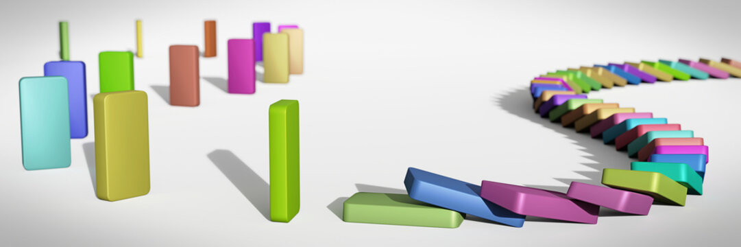 social distancing presentation with domino pieces, effective prevention measures concept to stop the spread of the covid-19 virus