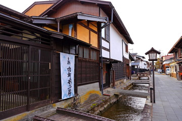 The small town`s Ancient Japanese houses of Hida Furukawa town, Gifu. Japan.