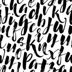 Seamless pattern with hand drawn letters. The texture for printing on fabric or paper and background in web design.