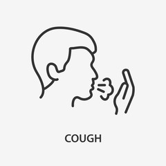 Cough line icon on white background.