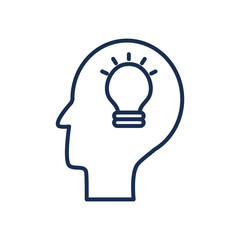 head with bulb light icon, line style
