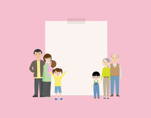 三世代の大家族のメッセージ素材1