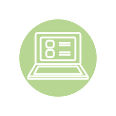 online education concept, laptop computer icon, line block style