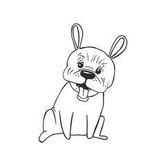Funny hand drawn French bulldog illustration
