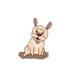 Funny hand drawn French bulldog illustration